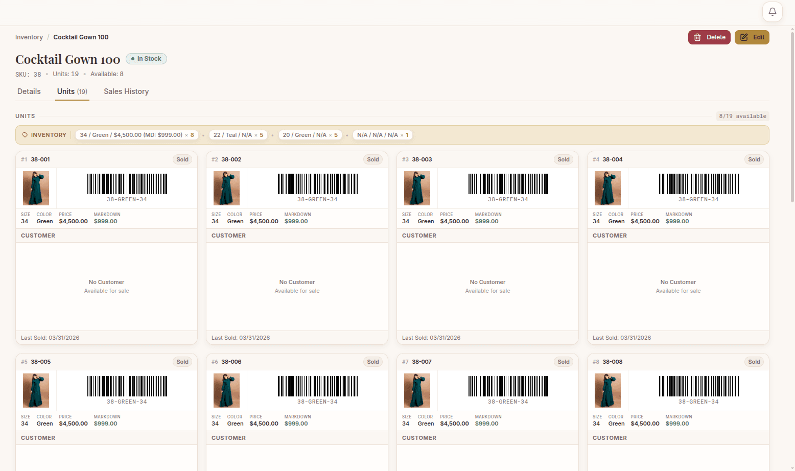 Units & Barcodes